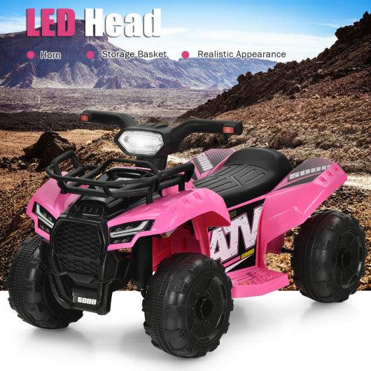 6V Kids ATV Quad Electric Ride On Car with LED Light and MP3-Pink at Set Shop and Smile