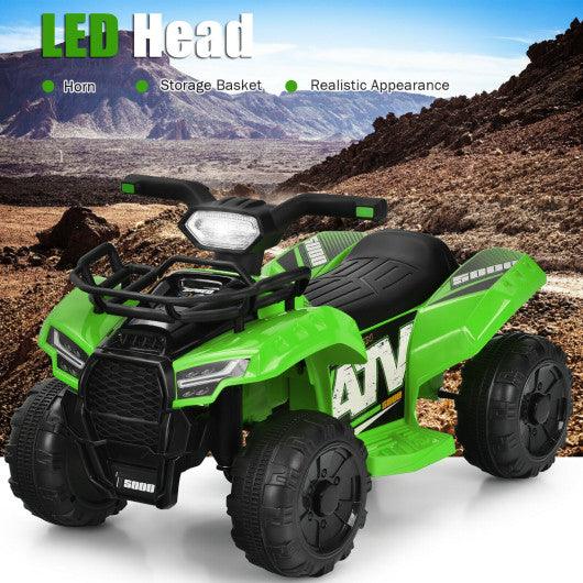 6V Kids ATV Quad Electric Ride On Car with LED Light and MP3-Green at Set Shop and Smile
