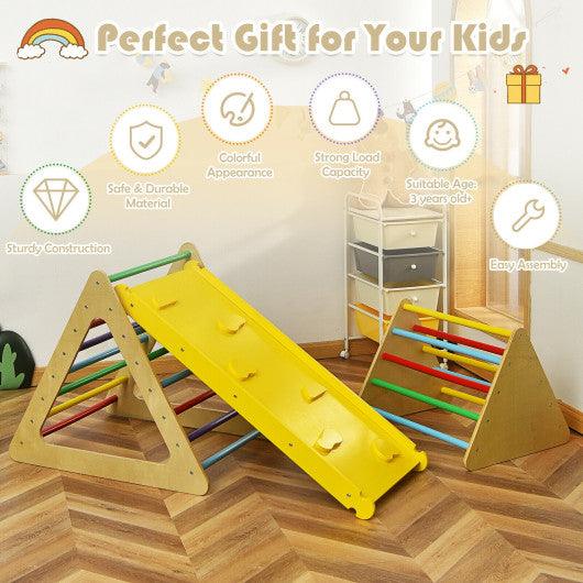 3 in 1 Wooden Set of 2 Triangle Climber with Ramp for Slid at Set Shop and Smile