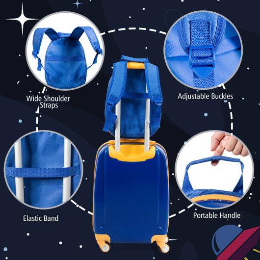 2PC Kids Luggage Set Rolling Suitcase & Backpack-Navy at Set Shop and Smile