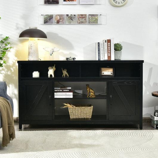 59 Inch TV Stand Media Center Console Cabinet with Barn Door for TV's 65 Inch-Black at Set Shop and Smile