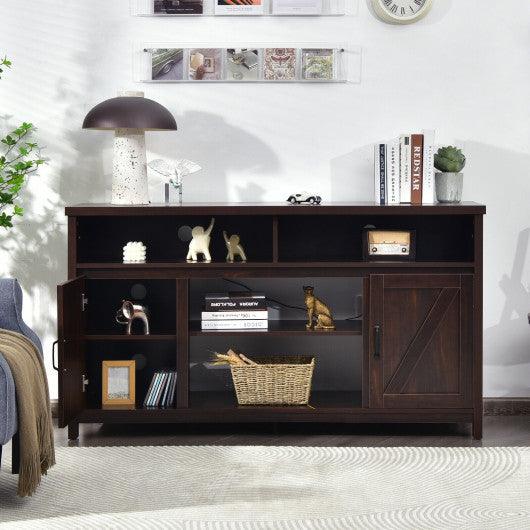 59 Inch TV Stand Media Center Console Cabinet with Barn Door for TV's 65 Inch-Brown at Set Shop and Smile