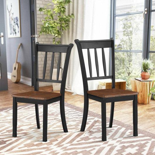 2 Pieces Solid Whitesburg Spindle Back Wood Dining Chairs-Black at Set Shop and Smile
