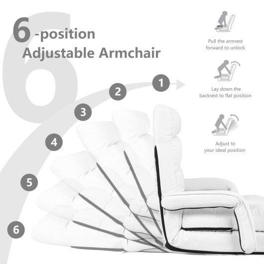 Folding Lazy Floor Chair Sofa with Armrests and Pillow-White at Set Shop and Smile