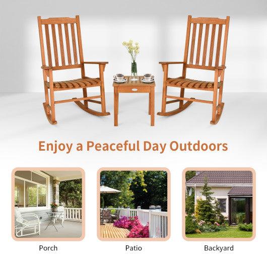 3 Pieces Eucalyptus Rocking Chair Set with Coffee Table at Set Shop and Smile