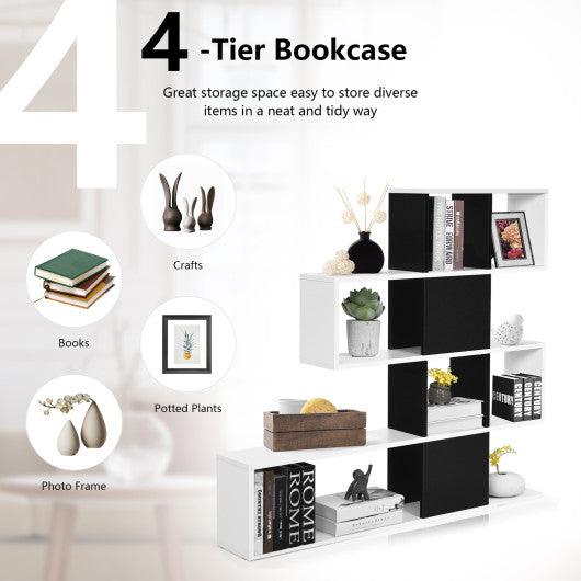 5-Tier Bookshelf Corner Ladder Bookcase with Storage Rack-Black & White at Set Shop and Smile