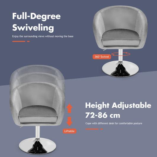 360 Degree Swivel Makeup Stool Accent Chair with Round Back and Metal Base-Gray at Set Shop and Smile