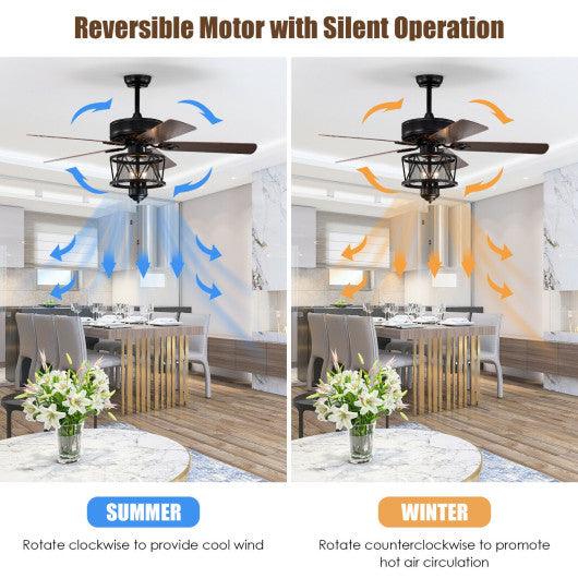 50 Inches Ceiling Fan with Lights Reversible Blades and Pull Chain Control-Black at Set Shop and Smile