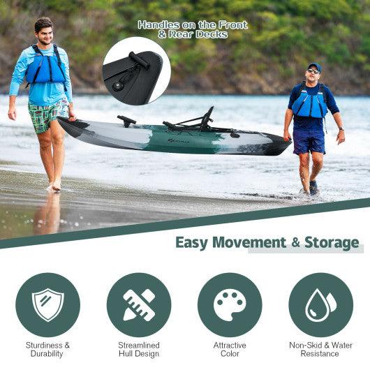 Sit-on-Top Fishing Kayak Boat With Fishing Rod Holders and Paddle-Gray at Set Shop and Smile