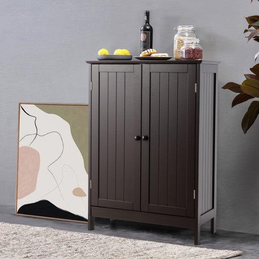 Bathroom Floor Storage Double Door Cupboard Cabinet-Brown at Set Shop and Smile