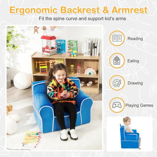 Upholstered Kids Sofa with Velvet Fabric and High-Quality Sponge-Blue at Set Shop and Smile