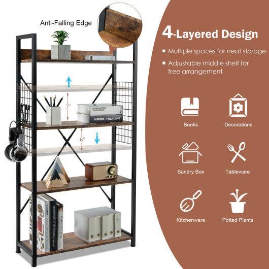 4 -Tier Industrial Open Storage Bookshelf-Coffee at Set Shop and Smile