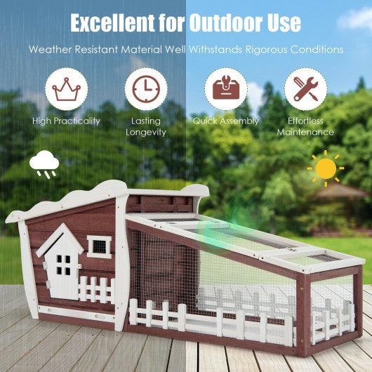 62 Inch Wooden Rabbit Hutch with Pull Out Tray-Red at Set Shop and Smile