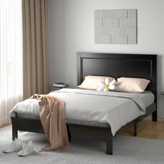 Full Size Platform Slat Bed Frame with High Headboard-Black at Set Shop and Smile