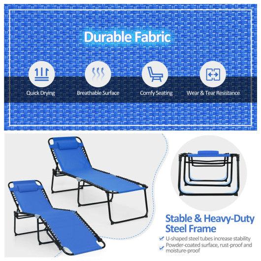 Foldable Recline Lounge Chair with Adjustable Backrest and Footrest-Blue at Set Shop and Smile