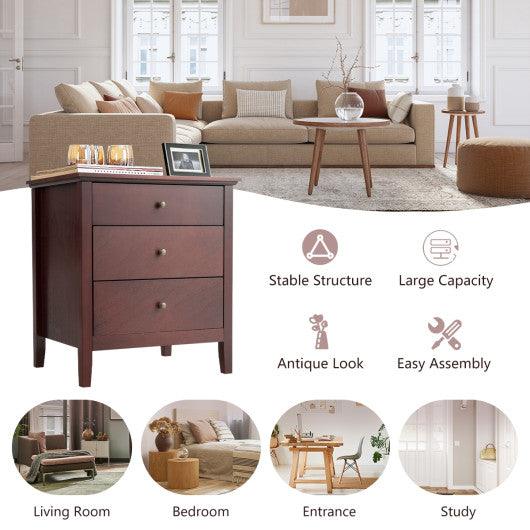 3 Drawers Nightstand Beside End Side Table Accent Table at Set Shop and Smile