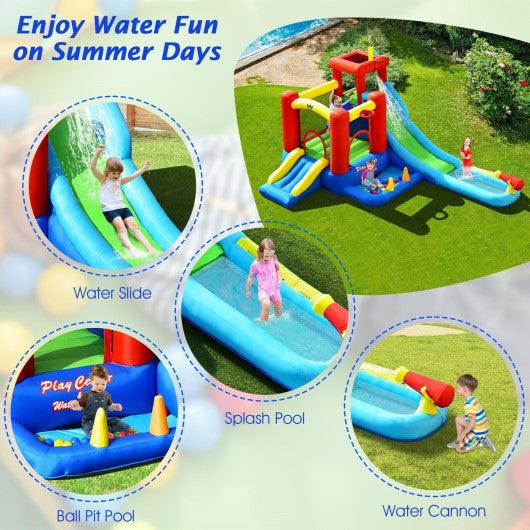 9-in-1 Inflatable Kids Water Slide Bounce House without Blower at Set Shop and Smile