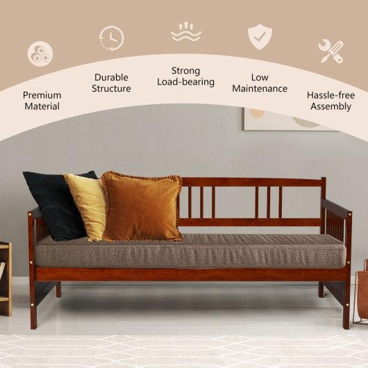 Twin Size Wooden Slats Daybed Bed with Rails-Cherry at Set Shop and Smile