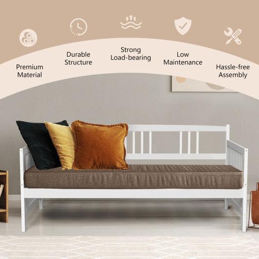 Twin Size Wooden Slats Daybed Bed with Rails-White at Set Shop and Smile