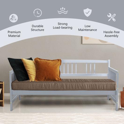 Twin Size Wooden Slats Daybed Bed with Rails-Gray at Set Shop and Smile