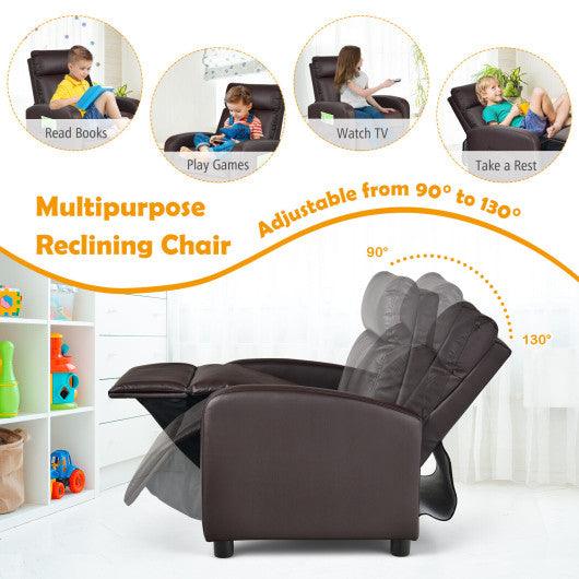 Ergonomic PU Leather Kids Recliner Lounge Sofa for 3-12 Age Group-Brown at Set Shop and Smile