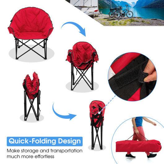 Folding Camping Moon Padded Chair with Carrying Bag-Red at Set Shop and Smile