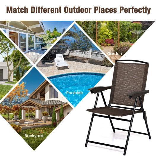 4 Pieces Folding Dining Chairs with Steel Armrests and Sling Back at Set Shop and Smile