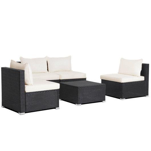 5 Pieces Outdoor Patio Furniture Set with Cushions and Coffee Table at Set Shop and Smile