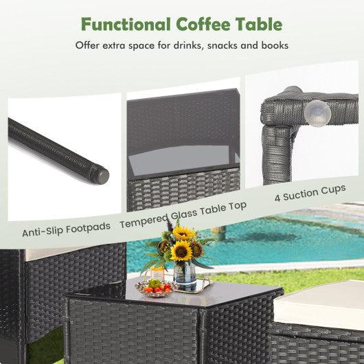 5 Pieces Outdoor Wicker Sofa Set with Coffee Table and 2 Ottomans at Set Shop and Smile