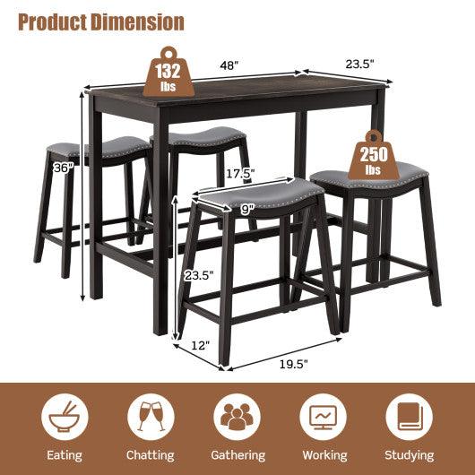 5-Piece Dining Set with 4 Upholstered Stools at Set Shop and Smile