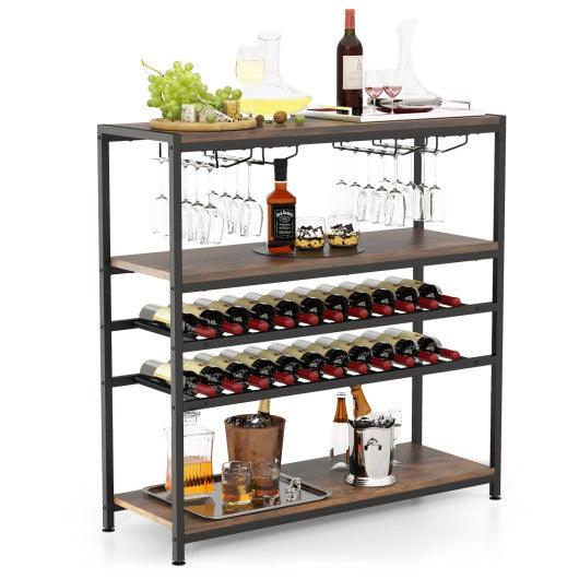 5-tier Wine Rack Table with Glasses Holder at Set Shop and Smile
