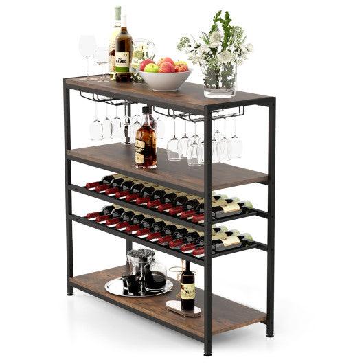 5-tier Wine Rack Table with Glasses Holder at Set Shop and Smile