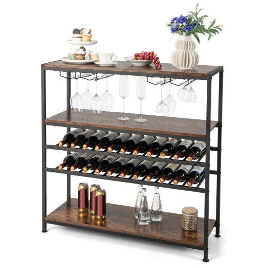 5-tier Wine Rack Table with Glasses Holder at Set Shop and Smile