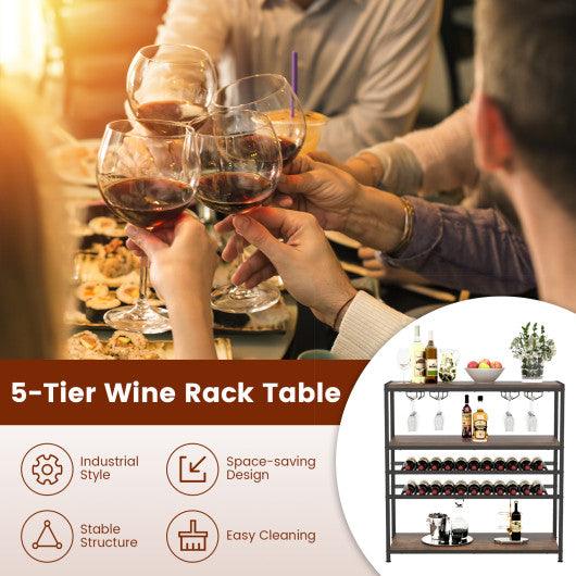5-tier Wine Rack Table with Glasses Holder at Set Shop and Smile