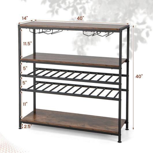 5-tier Wine Rack Table with Glasses Holder at Set Shop and Smile
