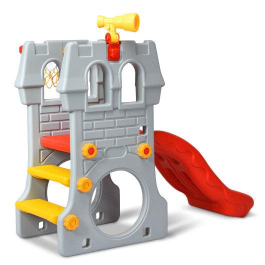 5 in 1 Toddler Climber Slide Playset with Basketball Hoop and Telescope at Set Shop and Smile