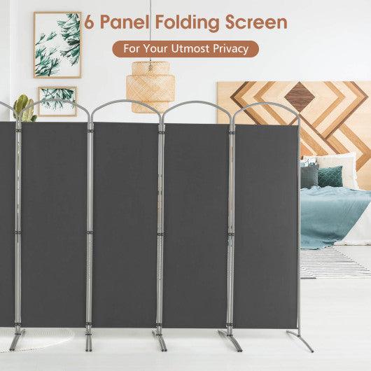 6 Feet 6-Panels Freestanding Folding Privacy Screen-Gray at Set Shop and Smile
