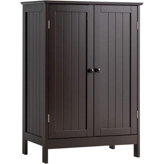 Bathroom Floor Storage Double Door Cupboard Cabinet-Brown at Set Shop and Smile