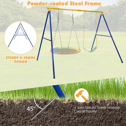 660 LBS Extra-Large A-Shaped Swing Stand with Anti-Slip Footpads-Yellow at Set Shop and Smile