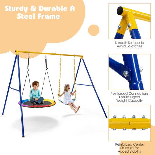 660 LBS Extra-Large A-Shaped Swing Stand with Anti-Slip Footpads-Yellow at Set Shop and Smile
