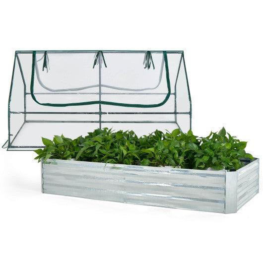 6 x 3 x 3 Feet Galvanized Raised Garden Bed with Greenhouse at Set Shop and Smile