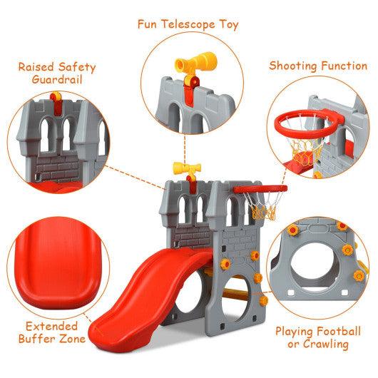 5 in 1 Toddler Climber Slide Playset with Basketball Hoop and Telescope at Set Shop and Smile