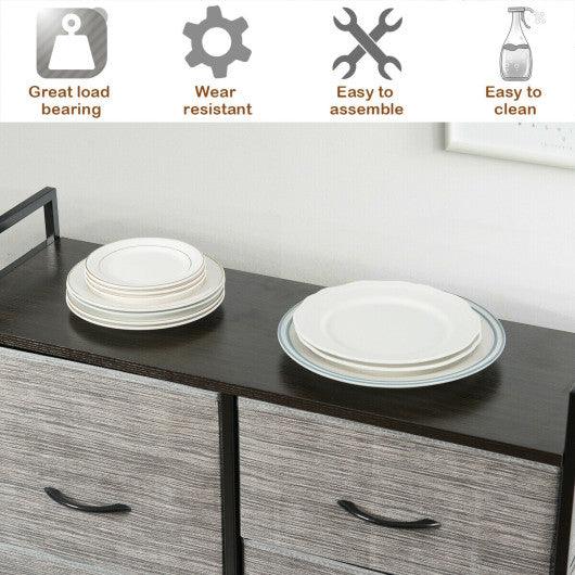 5 Fabric Drawers Dresser with Metal Frame and Wooden Top at Set Shop and Smile