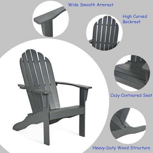 Acacia Wood Outdoor Adirondack Chair with Ergonomic Design-Gray at Set Shop and Smile