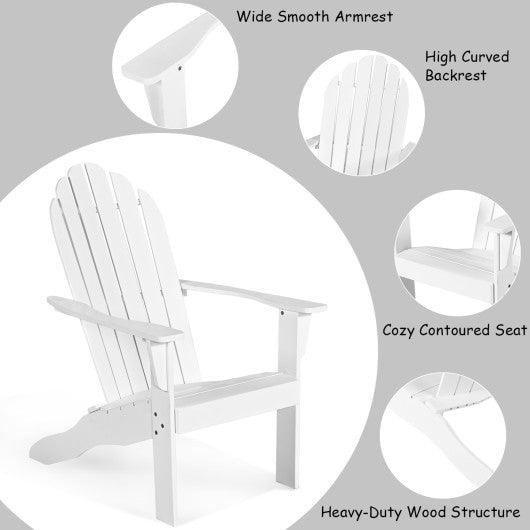Acacia Wood Outdoor Adirondack Chair with Ergonomic Design-White at Set Shop and Smile