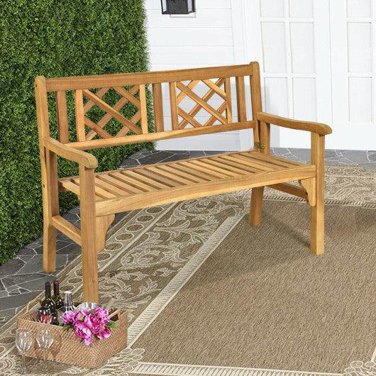 Patio Foldable Bench with Curved Backrest and Armrest at Set Shop and Smile