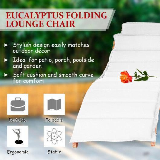 3 Pieces Folding Patio Eucalyptus Wood Lounge Chair Set with Foldable Side Table at Set Shop and Smile