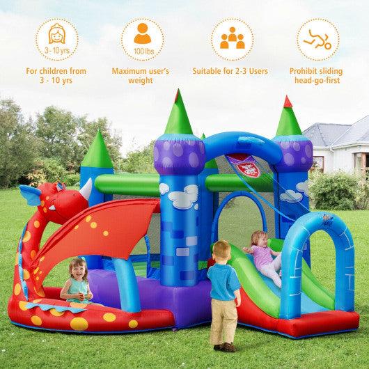Kids Inflatable Bounce House Dragon Jumping Slide Bouncer Castle at Set Shop and Smile