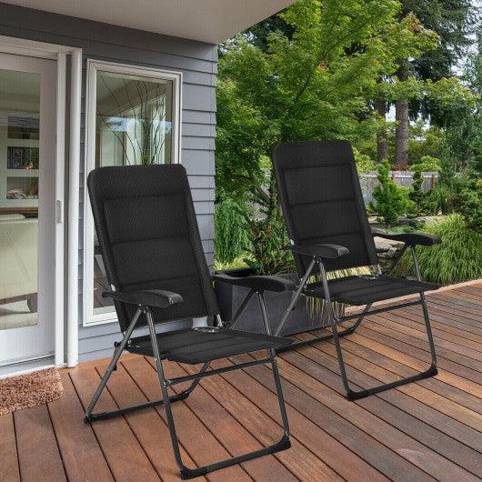 2 Pieces Outdoor Folding Patio Chairs with Adjustable Backrests for Bistro and Backyard-Black at Set Shop and Smile
