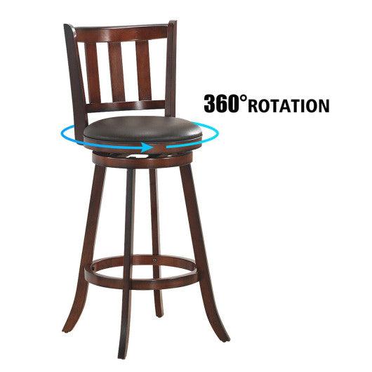 2 Pieces 360 Degree Swivel Wooden Counter Height Bar Stool Set with Cushioned Seat-31 inches at Set Shop and Smile